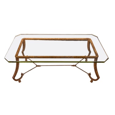 Maison Ramsay Artisan Coffee Table in Gilt Wrought Iron 1950s