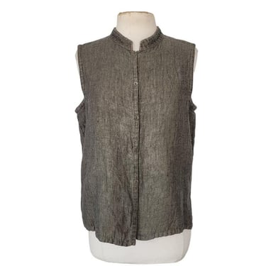 Vintage Eileen Fisher Linen Top Vest Brown Gray / L 