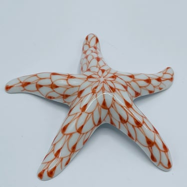 Vintage Andrea by Sadek Ceramic Fishnet Figurine Star Fish Orange-5