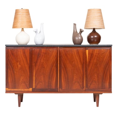American Modernist Soapstone + Walnut Credenza | Media | Bar Cabinet