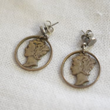 Vintage Mercury Dime Dangle Earrings 