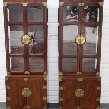 Hollywood Regency Tall Narrow China Display Cabinets a Pair 5247
