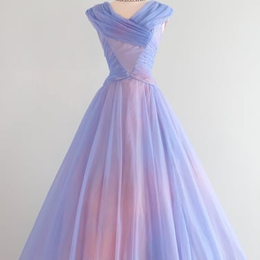 Gorgeous 1950's Hydrangea Haze Evening Gown By Emma Domb / Sz M