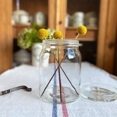 Beautiful old French clear canning jar with metal fastener 