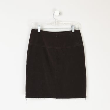 Vintage Y2k Dark Brown Velvet Mini Skirt - 2000s clothing, indie, academic - Women's 6 (28