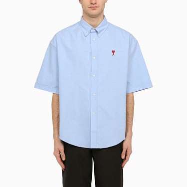 Ami Paris Light Blue Cotton Button-Down Shirt Men