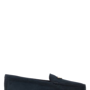 Prada Woman Blue Suede Loafers