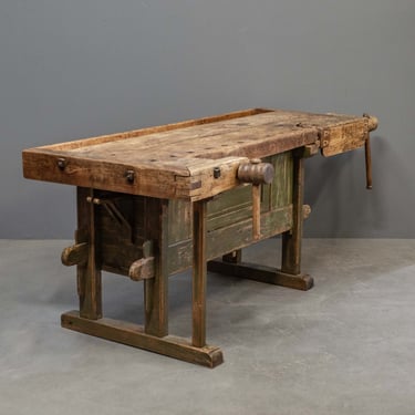Antique Scandinavian Elm Carpenter&#x27;s Workbench