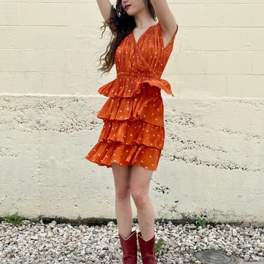 Krizia Orange Pleated Dress