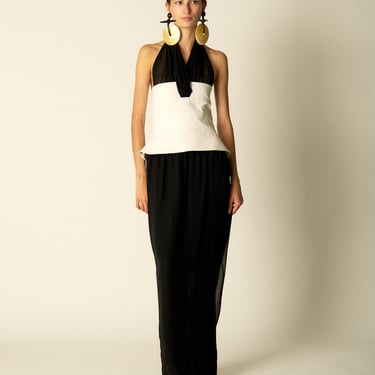 Karl Lagerfeld Black and White Silk Dress