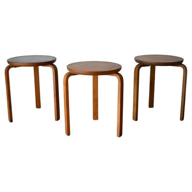 Set of 3 Swedish Dot Stools in the style of Alvar Aalto, ca. 1950