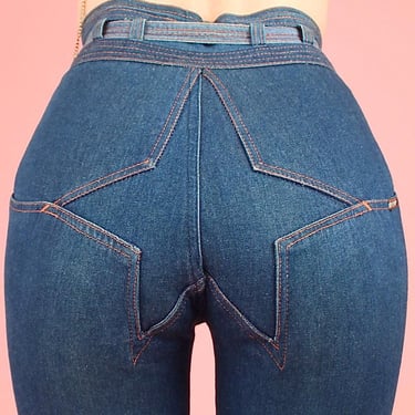 Iconic Vintage 70's Rare STAR High Waisted BELL BOTTOM Jeans Denim Wide Leg Hippie 27 