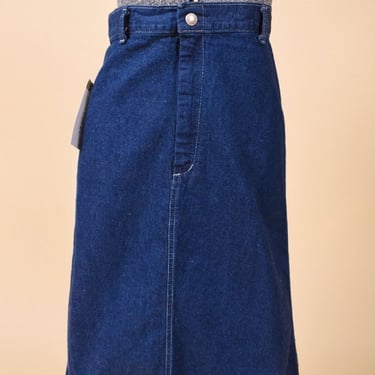 70s High-Waisted Denim Midi Skirt by Time and Place, XXS