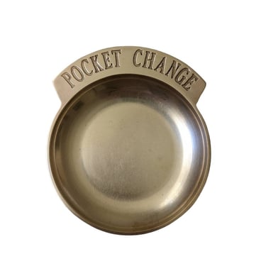 Vintage Brass Pocket Change Dish / Brass Trinket Dish / 1940s Novelty Brass Decor / Polished Solid Brass Catch All Dish 