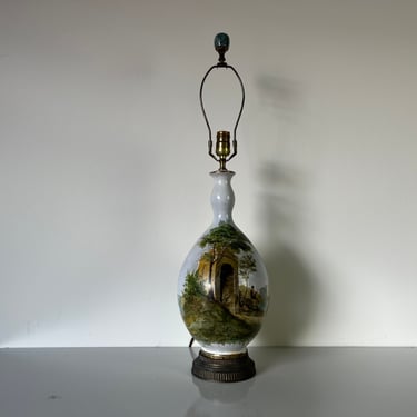 Vintage Hand - Painted Porcelain Table Lamp 