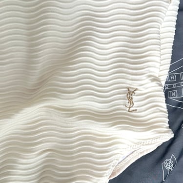YSL Beige Textured Logo One Piece