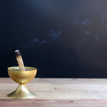 Incense Burner, Palo Santo Holder • Brass and Black Sand Meditation Bowl 