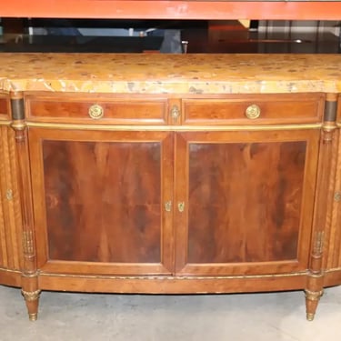 Fine French Breche D' Alep Marble Top Faux Tambor Doors Directoire Sideboard