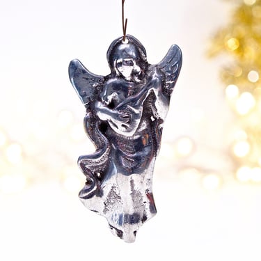 VINTAGE: Pewter Angel Ornament - Silver Angel - Cast Mexican Pewter Angel - SKU Tub-407-00012305 