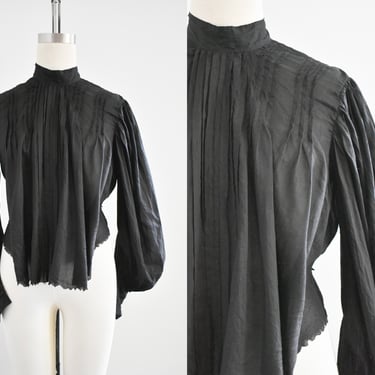 Victorian Black Blouse with Full Sleeves 