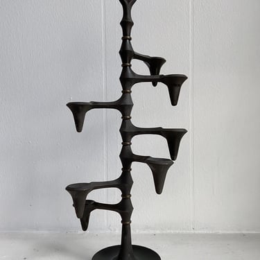 Brutalist seven arm Sculpture candleholder designed by Jens Harald Quistgaard JHQ for Dansk, Denmark Solid Iron 