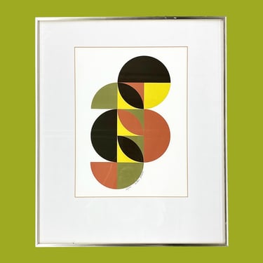 Vintage Anton Fortescu Screenprint 1960s Retro Size 24x20 Mid Century Modern + Abstract + Geometric Shapes + Home + Wall Decor + MCM Op Art 