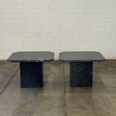 Black Marble Side Tables - Pair 