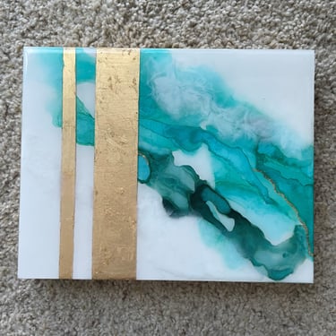 River Runoff Abstract with Gold Leaf and Resin 