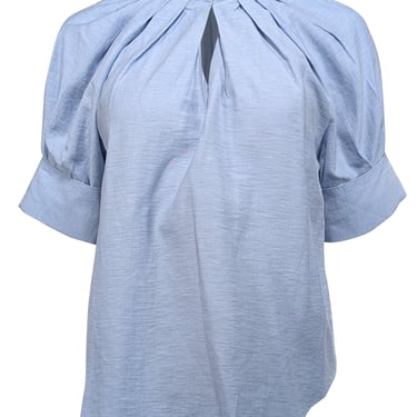 A.L.C. - Light Blue Cotton & Linen Puff Sleeve Blouse Sz 0