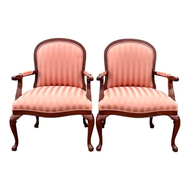 Thomasville Lattice Back Bergere Chairs - a Pair 