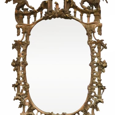 Antique Chippendale-Style Carved Wood Mirror