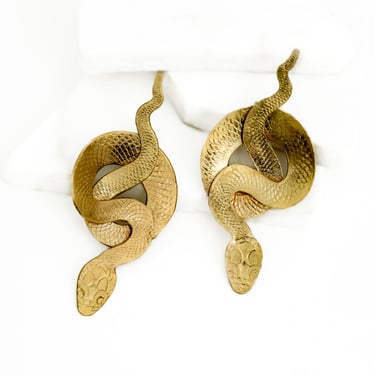 Brass and Sterling Silver Anagata Snake Earrings