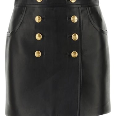 Gucci Women Black Leather Mini Skirt