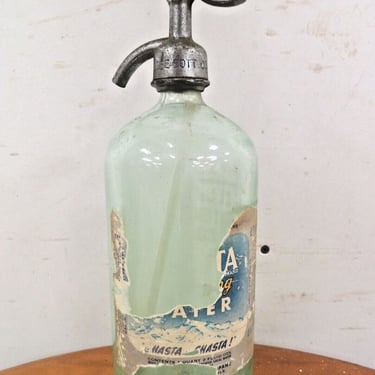 Vintage Glass Seltzer Bottle Shasta Brand With Globe Bott Siphon & Partial Label 
