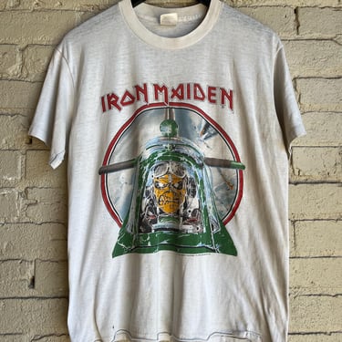 M L, Vintage 1984 Iron Maiden Aces High T-shirt, 1980s, Rock 