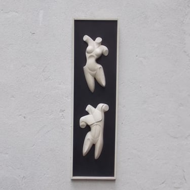 Black and White Abstract Nude Wall Sculpture, Male & Female 