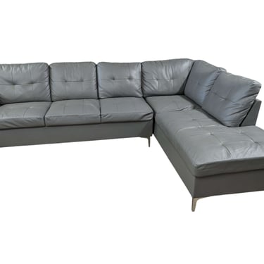 Dark Gray Faux Leather L-Shaped Sectional