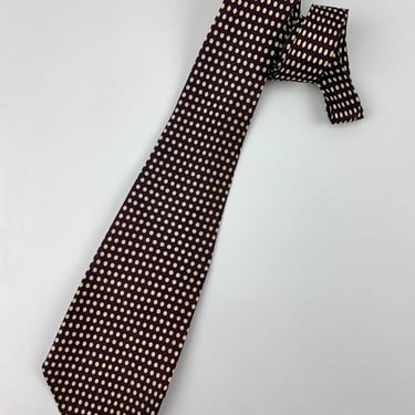 1940's Polka Dot Tie - Brown with Creamy White Polka Dots - Silk 