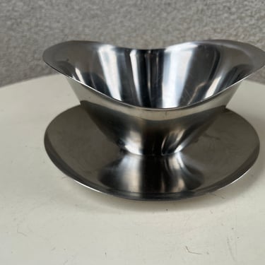 Vintage gravy boat bowl stainless steel by Royal Dolphin 18.8 Japan 