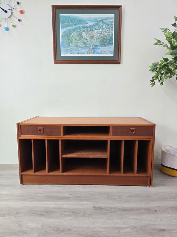 Danish Teak Sliding Stereo Cabinet