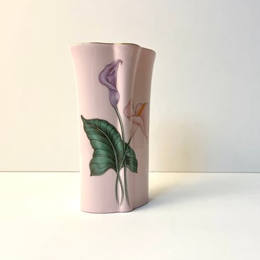 Vintage 1980s Ceramic Floral Vase Made in Japan by Toyo 