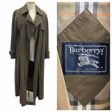 Vintage VTG Burberry Brown Lined Designer Trench Coat 