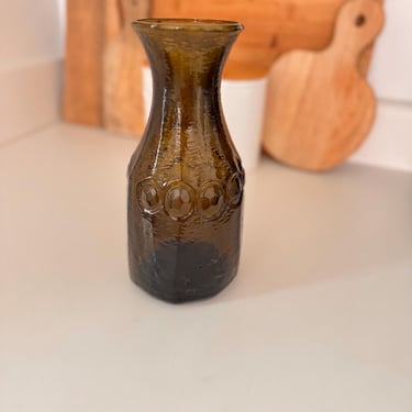 RARE Vintage Olive Franciscan Pottery Madeira Crystal Glass Carafe/Vase 