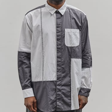 Engineered Garments Combo Short Collar Shirt, White/Charcoal