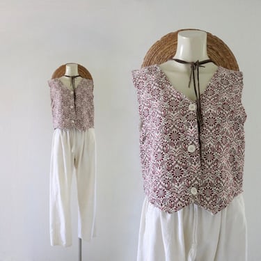 cropped tapestry vest-top - m 