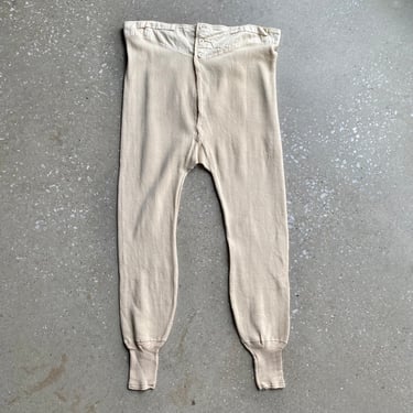 Vintage Cream Long Underwear / Vintage Antique Thermal Pants / Vintage Cream Thermal Long John Pants / Vintage Thermal Pants 38 XL 