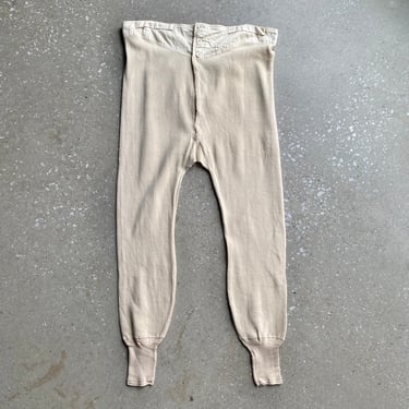 Vintage Cream Long Underwear / Vintage Antique Thermal Pants / Vintage Cream Thermal Long John Pants / Vintage Thermal Pants 38 XL 