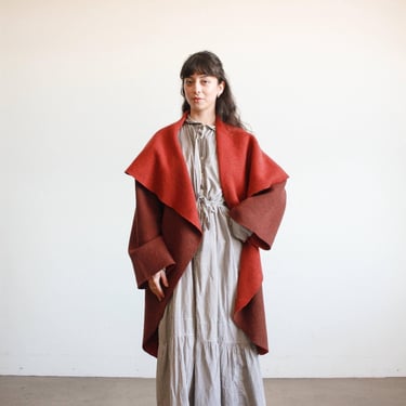 1990s Burgundy Oversized Shawl Coat 