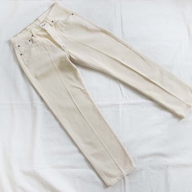 Levi's 501 Student Jeans 27 28 Small Off White Light Beige - Made in USA Vintage 501s Neutral Denim Pants 