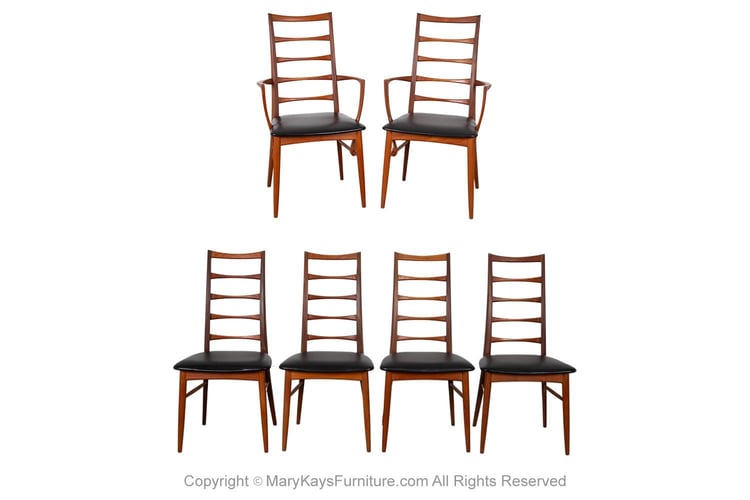 Danish teak Niels Koefoed for Koefoeds Hornslet Lis Chairs set of 6 